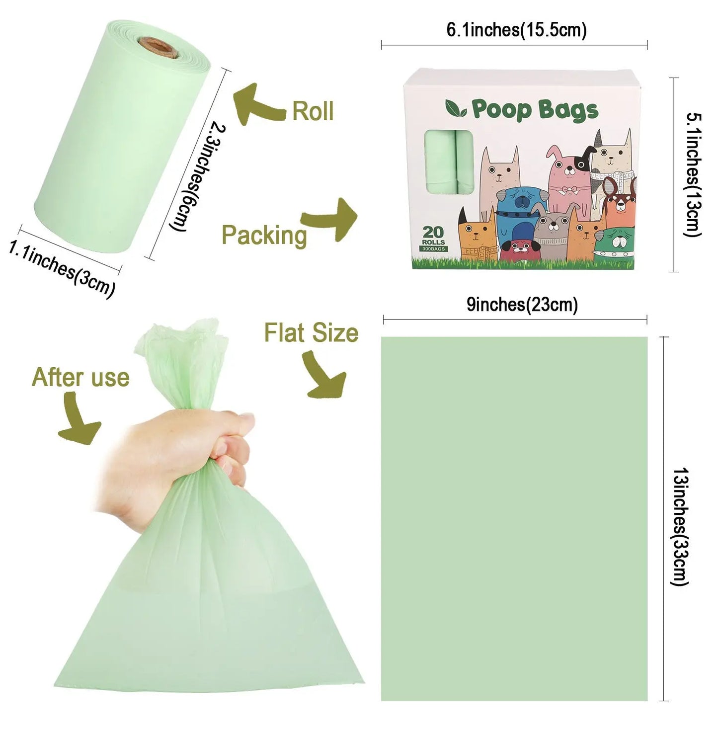 Biodegradable Compost Poop Picking Bag Dog Poop Bag Pet Supplies PAWORAH